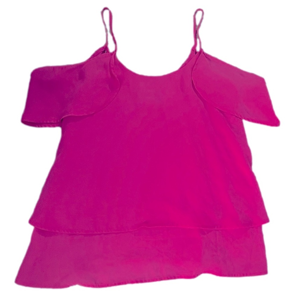XS Blue Rain Francesca’s Pink Cold Shoulder Top - Picture 2 of 3
